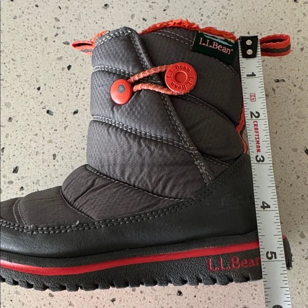 L.L. Bean PRIMALOFT Waterproof Kids' Toddler Snow Boots Gray Orange Trim Size 9